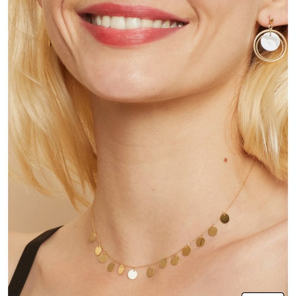 ***SOLD***14K Yellow Gold Disc Manhattan Style Choker $550 16in.